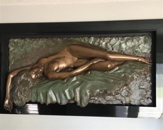 Resting Nude Woman. 6 feet X 3 1/2 feet, framed-wall mount. $3,200.00 call 256-504-7837 to purchase or place a bid.