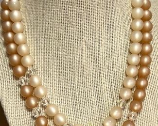 Moonglow Faceted Bead Two Tone Necklace