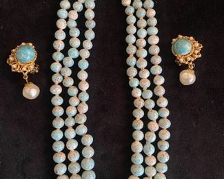 Vintage Goldette Necklace Florenza Clip Ons