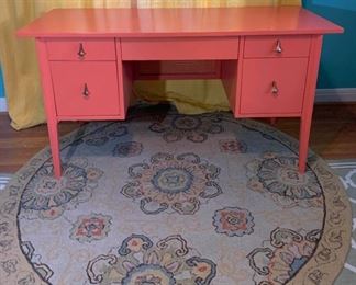 Mid century modern style desk and area rug
