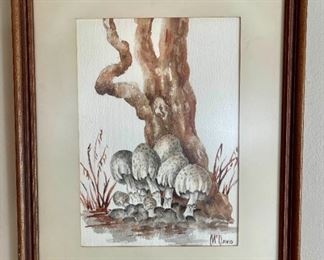 Mushrooms Watercolor Signed By Artist