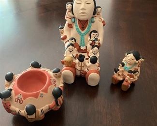 Signed Native American Story Telling Figures