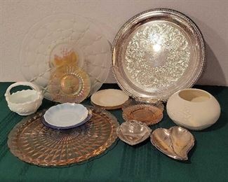 Assortment of Silver Plate Glass Ware