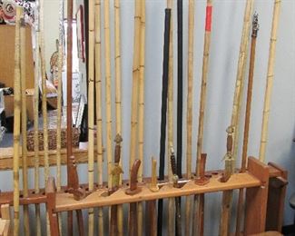 Bamboo poles & wooden swords