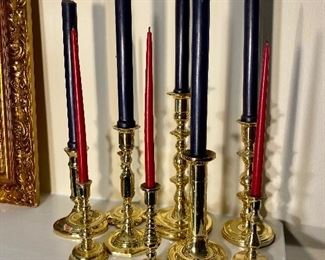 Nice assortment of Baldwin brass candlesticks.