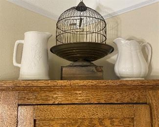 Antique brass birdcage.