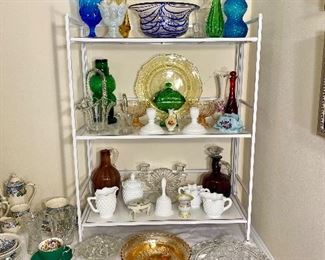 Table full of vintage glass.