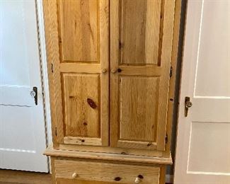 Pine 2 piece storage armoire.