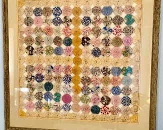 Large antique quilt yo yo picture.