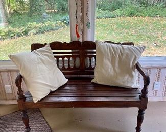 Awesome carved wood bench.