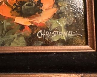 Poppy Art Framed Signed Christiana