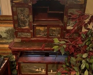 Chinese Writing Desk with Hand Painted Panels