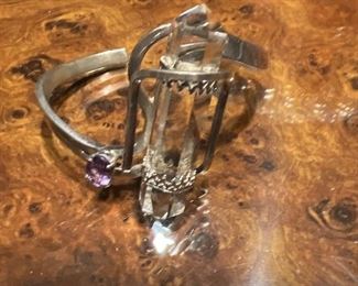 Sterling Amethyst and crystal Bracelet