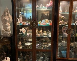 One of a Pair of Large Drexel Lighted Curio Cabinets