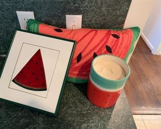 Many fun watermelon decor items