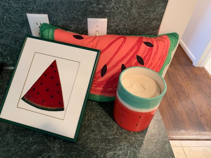 Many fun watermelon decor items
