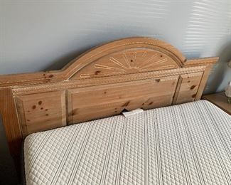 queen headboard, mattress and box springs