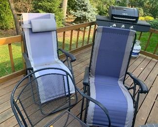 zero gravity chairs.  grill is not for sale