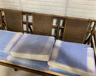 MCM couch, chair with ottoman, coffee table, side table