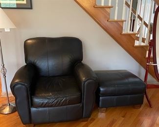 Leather chair and ottoman 