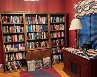 Library full of books, and yes the book shelves are for sale 