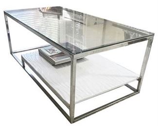 Lot 023
Contemporary Glass and Metal Cocktail Table