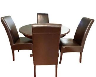 Lot 054
Pedestal Dining Table with Chairs