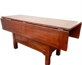 Lot 056
Crate and Barrel Farm House Drop Leaf Table