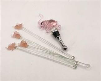 Lot 144
Pink Elephant Stirrer Sticks and Bottle Stopper