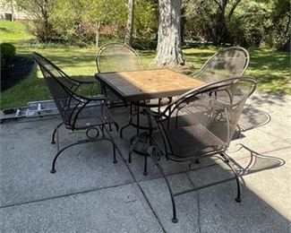 Lot 300
Metal Mesh and Tile Top Patio Dining Set