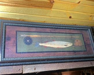 Vintage framed fishing picture