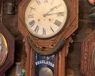 Beautiful ornately carved antique regulator wall clock 