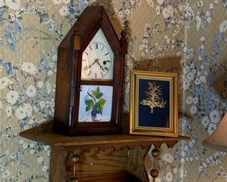 Steeple clock, cute shelf
