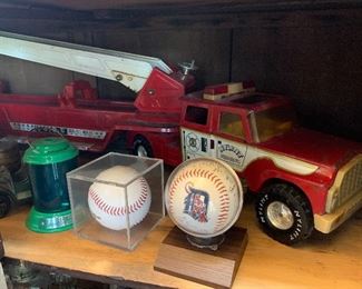 Baseballs, vintage truck