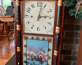 Antique reverse painted George Washington clock