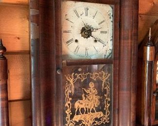 Antique reverse painted clock