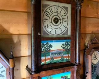 Stunning reverse painted antique clock which took 1st place in multiple shows