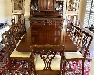 Monitor Furniture Co (Jamestown, New York ) Dining room table and  8 Chippendale chairs 