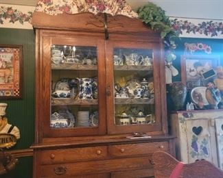 Antique oak China Hutch with matching table.