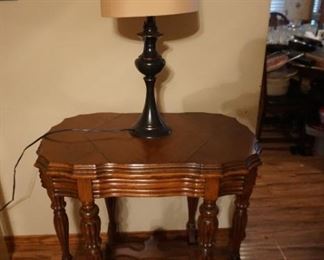 side table, lamp