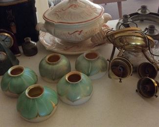 Two hard wire wall lamps beautiful shades!