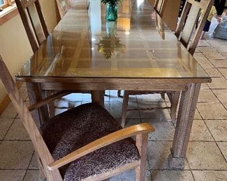 Item 11.                                                                                          
Dining room set - 6 chairs. Glass top not included
108” length  x 44” width  x 31” height 

$900