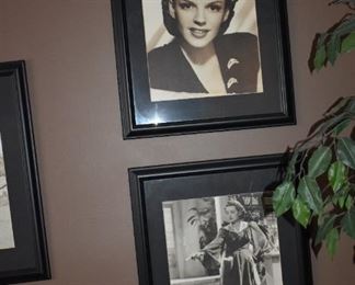 Vintage Black and White Framed Photographs of Hollywood Stars of the past like Judy Garland - many of these photographs many with authentic signatures