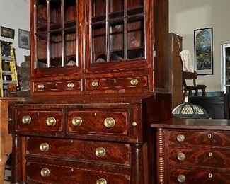 Inlaid secretary desk from the Thursby House, built in 1872 by Louis Thursby, one of the original settlers (1856), on the St. Johns River near Orlando, Florida as a commercial site for steamboats and the railroad. The house is still standing inside Blue Spring State Park