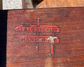 3 L & J.-G Stickley matching arm chairs. One retains original label