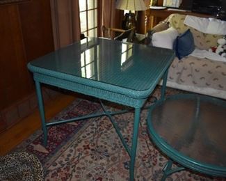 Wicker Square Table with Glass Top