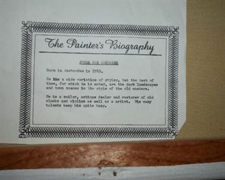 Artist Johan Van Zonderen signed painting