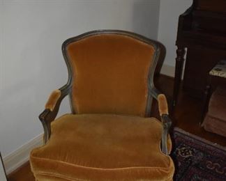 Vintage Upholstered Open Arm Boudoir Chair