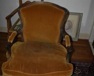 Vintage Upholstered Open Arm Boudoir Chair