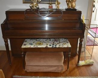George Steck Upright Piano - French Cherry with Bench
